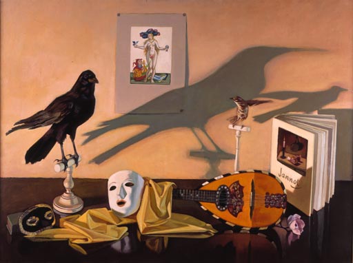 Henri Jannot - Huile sur toile - L'ombre du corbeau - 1972
